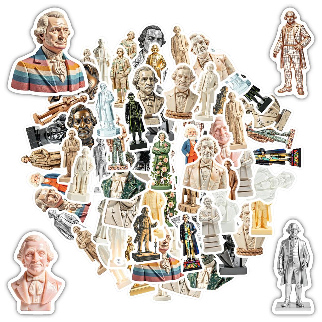35-100pcs Historical Figure Stickers Teacher Reward Stickers Stationery School Supplies Decorative Luggage Laptop Cup Diary Book