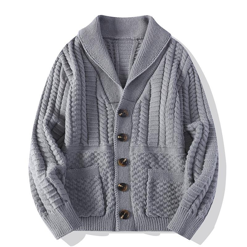 Men s Thickened Sweater Cardigan Men s Long Sleeve Cardigan Sweater Jacket Plus Loose Knitted Sweater M