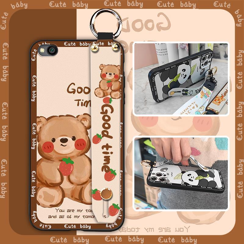 Anti-knock Back Cover Phone Case For Xiaomi Redmi GO Wrist Strap Durable Wristband Silicone Cute Waterproof Protective