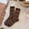 New Fair Island Retro Contrasting Striped Wool Socks Children Autumn And Winter Thickened Warm Net Red Outer Wear Stockings