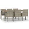 7 Piece Garden Dining Set with Cushions Grey Poly Rattan