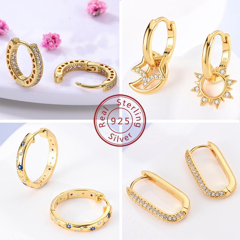 Women Earring 925 Silver Hoop Earrings Love Heart Butterfly Drop Earring Stud For Women Girls Party Jewelry Gifts