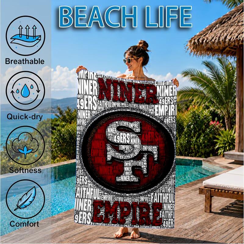 San Francisco Football Beach Towel, Microfiber Beach Towel, Perfect For Pool, Beach, Travel, Home Decor Beach Party Fan Gifts