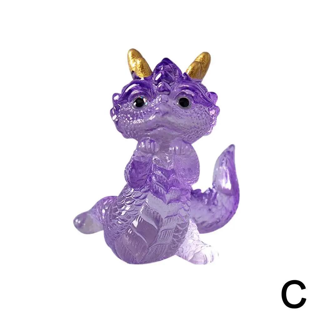 Cute New Year Dragon Figurine Decoration Transparent Miniatures Resin New Home Year Mascot Chinese Decor 2025 Decoration O9G6