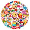 50 Girl Heart Hand-painted Cartoon Doodle Strawberry Cake Watermelon Five-pointed Star Waterproof Stickers