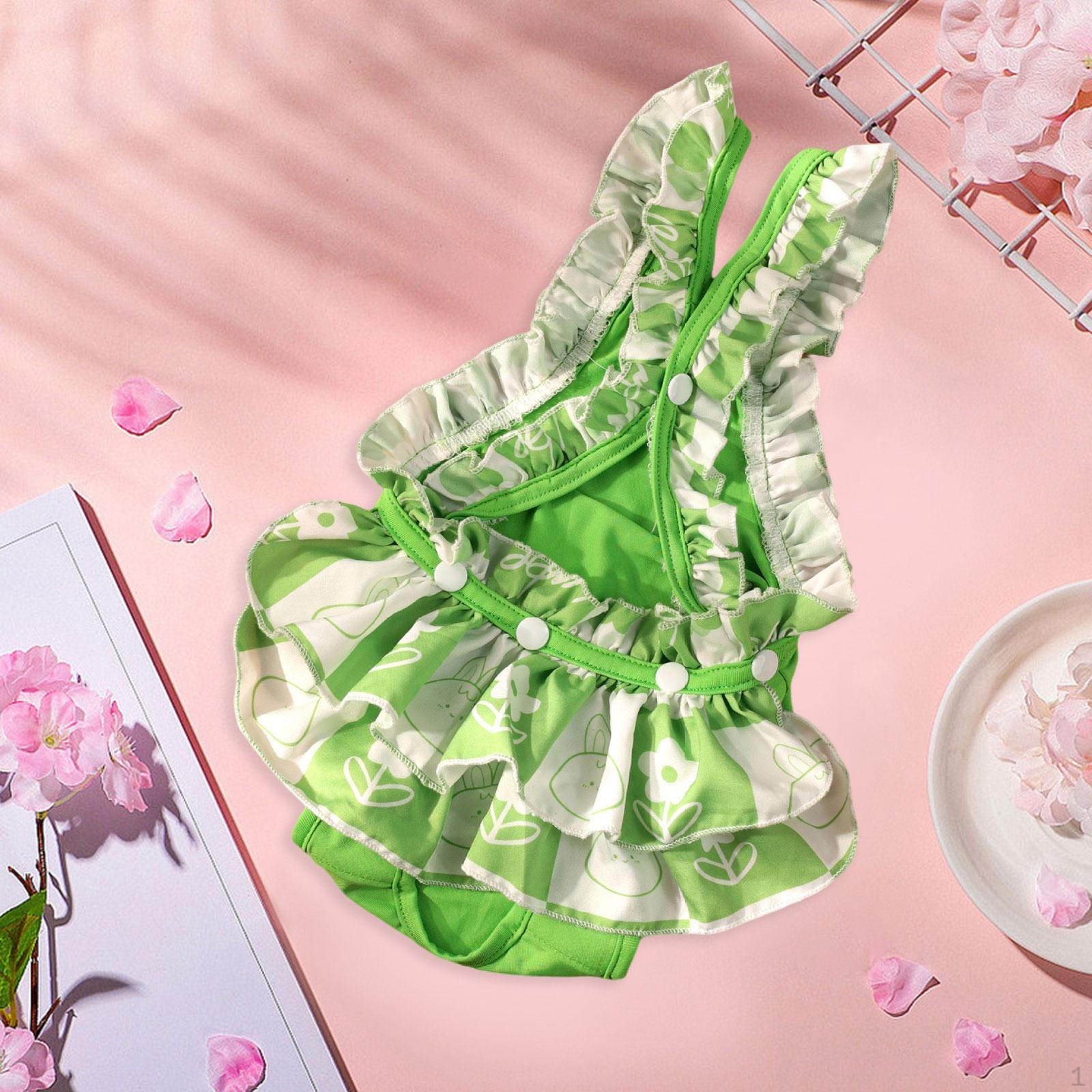 

Подгузник-трусики, для собак женского пола с подвязками, моющаяся юбка с высокой впитываемостью, пеленки для собак зелёный