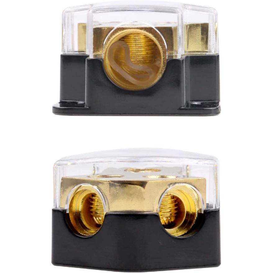 0/2/4 Gauge In 4/8 Gauge Out 2 Way Power Ground Distribution for Car Audio Splitter