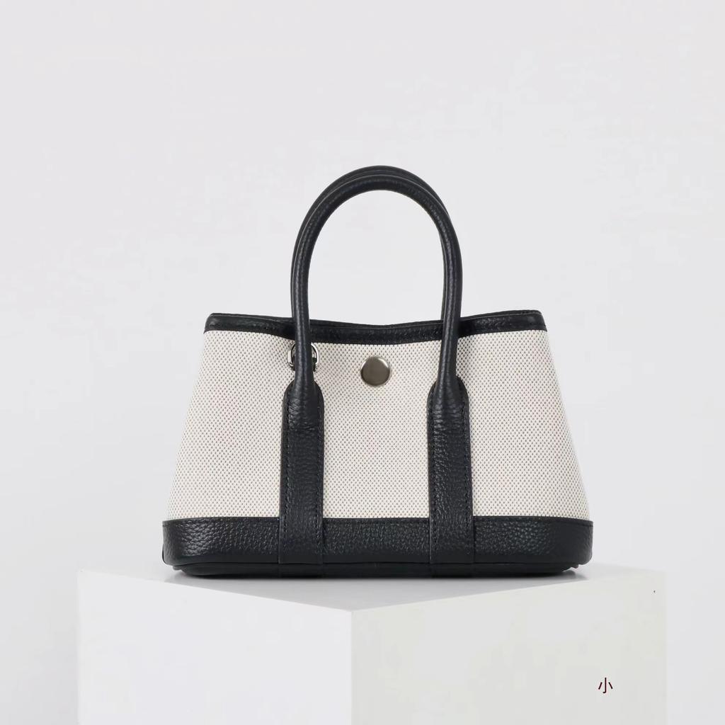 Borsa da giardino portatile in tela di vacchetta a contrasto di colore, alla moda, nuova, strato interno, sensazione premium, stile straniero, borsa a tracolla, casual, diagonale