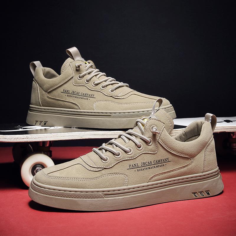 Men's Shoes Board Flat Bottom Versatile Retro Casual Low Top Matte Leather Korean Version Youth Trendy Sports
