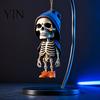 Lightweight Acrylic Car Decor 2Pcs Hoodie Skeleton Ornaments, 2D Flat Pendants, Gothic Backpack Pendant And Keychain Charm Style Hanging Ornaments for