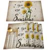 2//4/6pcs Set Floral Table Mats Vintage Sunflower Table Mat Kitchen Accessories Home Party Decorative Yellow Flower Placemats