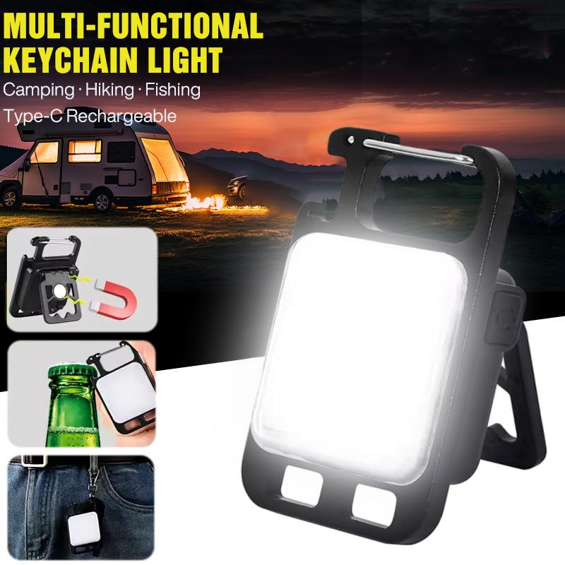 Portable Keychain Light Mini Multifunctional Camping Flashlight USB Rechargeable Work LED Bright COB Pocket Clip Lantern