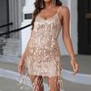 Heavy Industry Tassel Sequin Dress Women's Fashion Party Sexy Suspender Hip Skirt