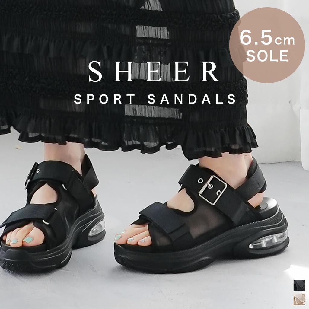 Sheer Sports Thick Air Black KH1034 [AmiAmi] Sandals, Sandals, Sole, Cushion, Women's Shoes, (Beige, 24.5cm)