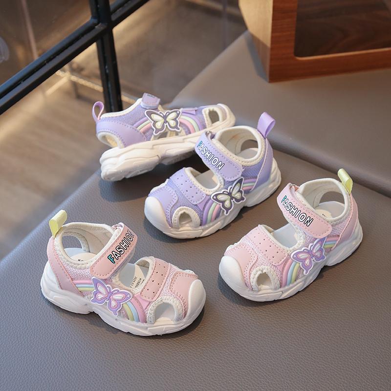 Summer Children's Sports Sandals Girls' Beach Shoes Fashion Butterfly Classic Sweet and Casual Soft Bottom Sandals