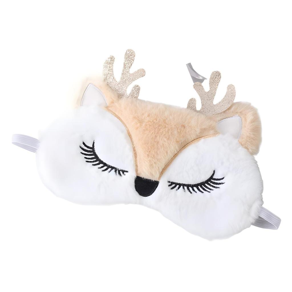 Unicorn Ears Plush Eye Mask with Embroidered Rabbit Design for Sleep Shading