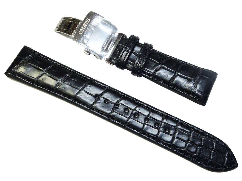 20mm Watch Presage Genuine Crocodile SARD005 [Seiko] Band, Mechanical, Strap, Leather, Black, SARD009, Genuine, L07Y017J9, Men's