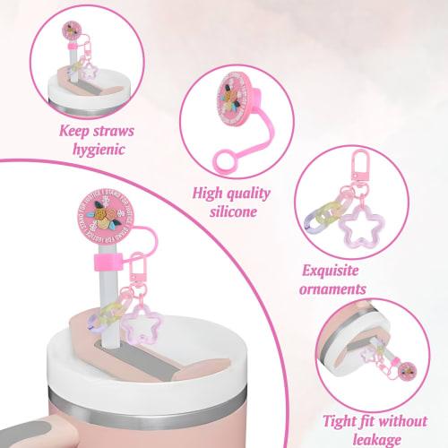 HOMMDECO Motivational Text Theme Straw Covers, Convenient Protective Silicone Tip Caps, Dustproof, Reusable, Cute Water Bottle Accessories, Decorative