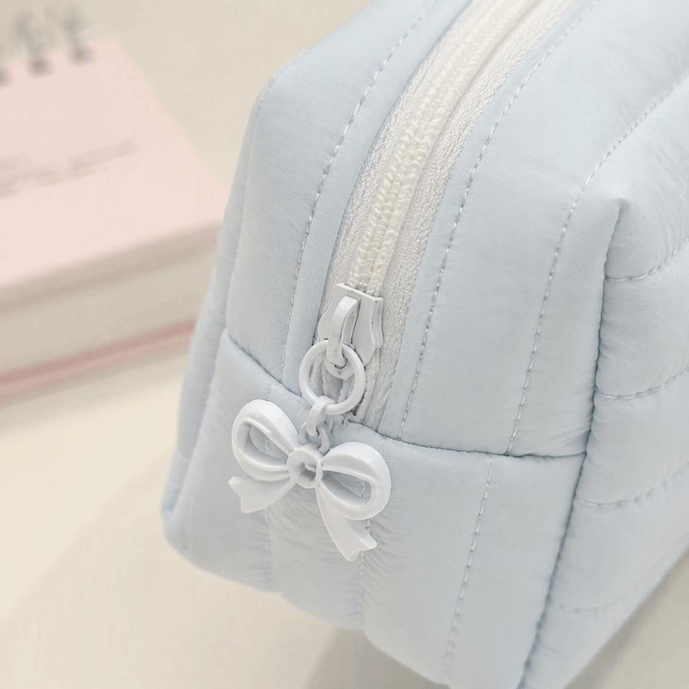 Portable Cream Color Pencil Case Multi-functional School Storage Bag  Office Use