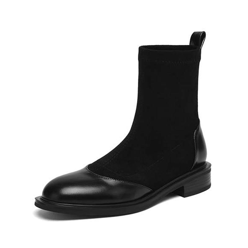 Krazing Po Microfibră Flock Iarnă Vârf Rotund Mărimea 33 Ghete Chelsea Mărimea 43 Fermoar Calitate Înaltă Tocuri Joase Botine