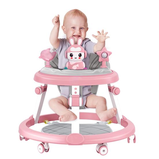 Faltbarer Baby-Gehwagen für Kinder mit leisen Rädern, 7-stufig höhenverstellbar, Aktivitäts-Gehwagen, Anti-Kipp-Schutz, Genu Varum-Zentrum, 6-18