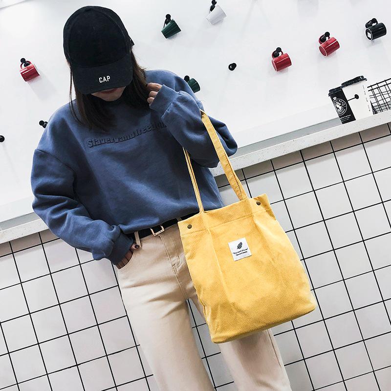 

Вельветовая сумка через плечо, многоразовые сумки для покупок, повседневная женская сумка-тоут, дизайнерская сумка жёлтый