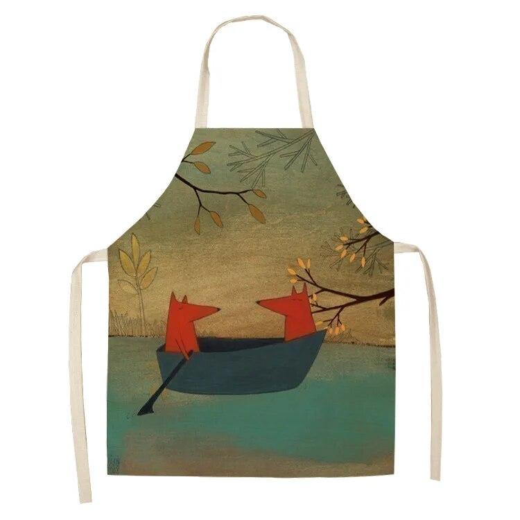 Kochschürze zum Backen, Kochen, Küchenschürze, Cartoon-Fuchs-Schürze, Leinenschürze, Unisex, Abendessen, Abendessen, Kochlätzchen, Schürze, Reinigungsschürze