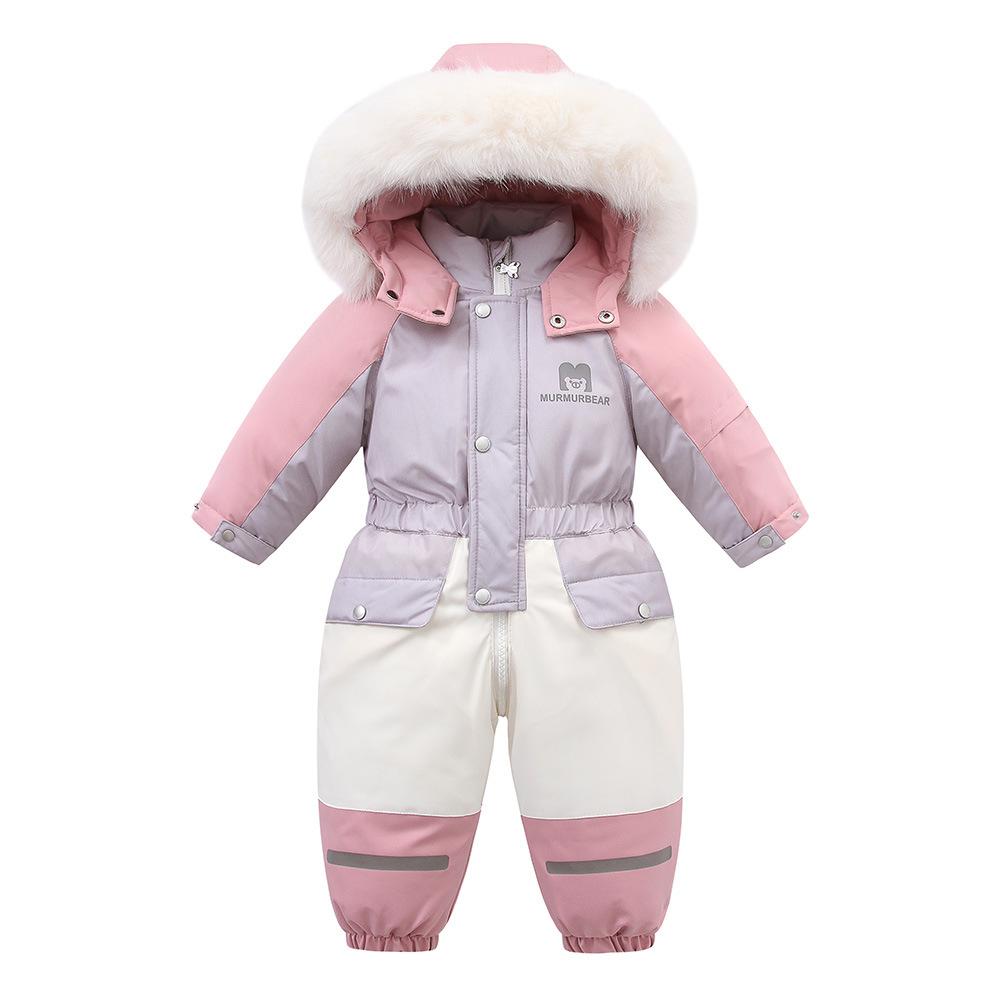 Children Winter Ski Suit Coat Thicken Baby Jumpsuit Warm Children Jacket Waterproof Hooded Kids Baby Clothes 1-5Years