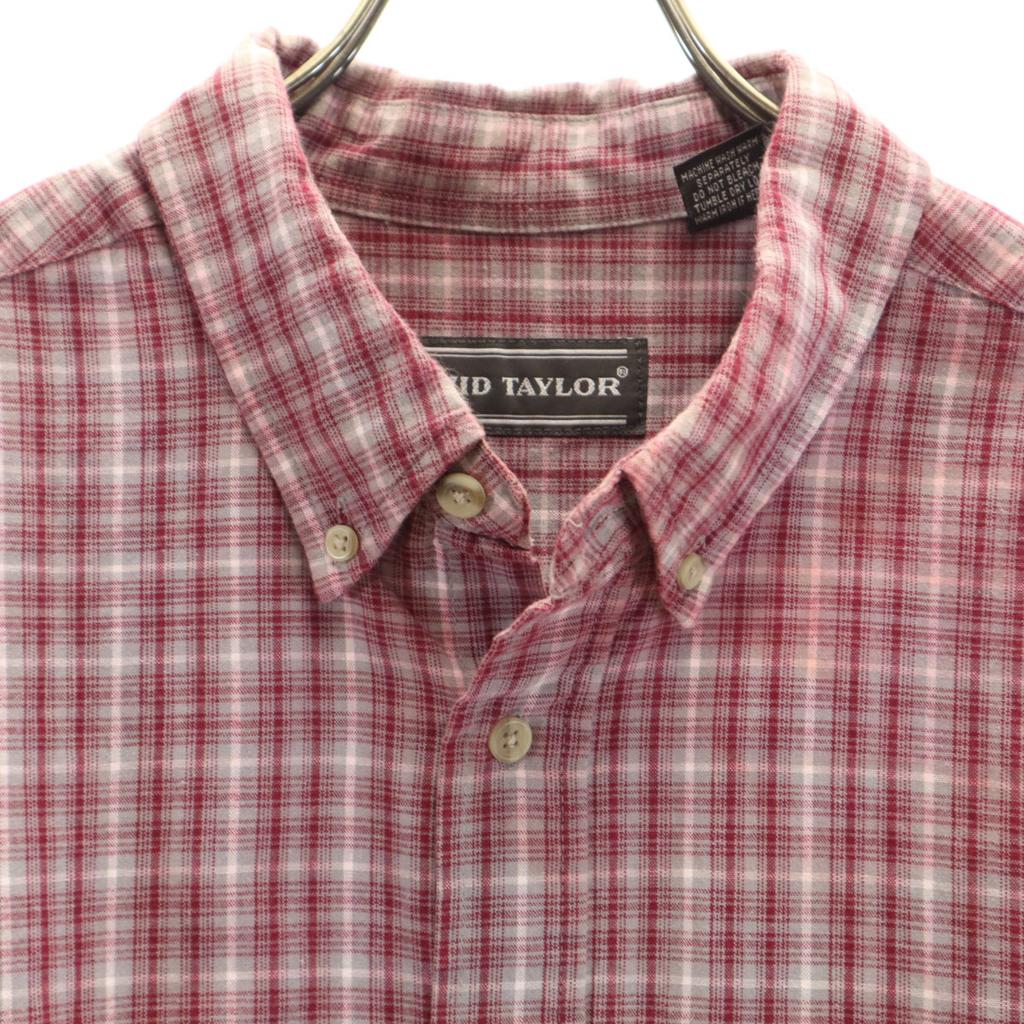 DAVID TAYLOR Check Pattern Short sleeve Button down shirt XL Red series Men's Used