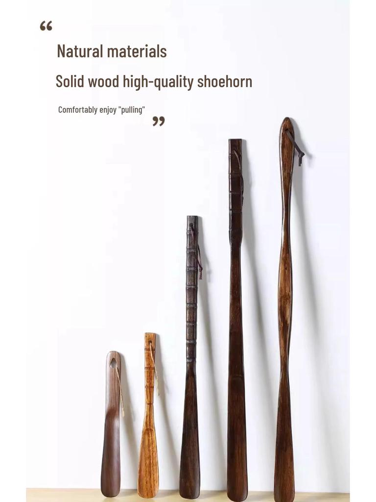 Solid Wood Extended Handle Shoehorn for Pregnant Women & Elderly – Easy Shoe Access