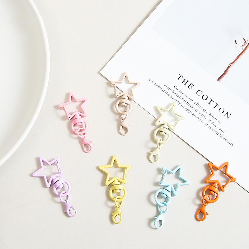 10Pcs Metal Colorful Five-Pointed Star Keychain Keyring Hooks With Lobster Clasp For Diy Craft Jewelry Making Keychain Supplies