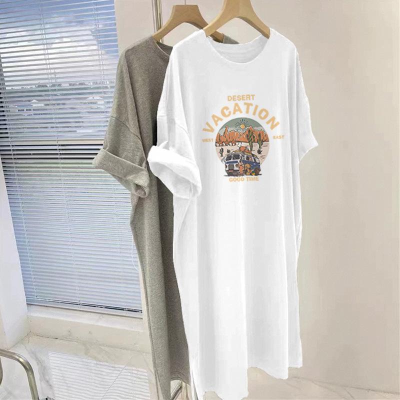 Maternity Summer Dress Pregnant Mother New Fashion Short Sleeve Loose Long Knee Maternity Skirt Summer