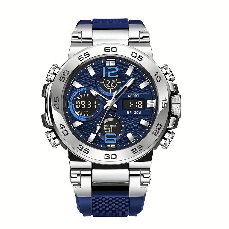 Multifunctional Sports Waterproof Quartz Dual Display Calendar Electronic Watch Men