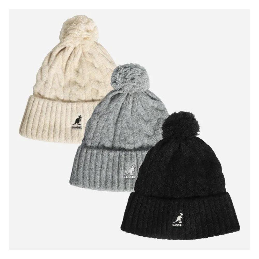 KANGOL Acrylic Pom-Pom Beanie Hat BEIGE Freesize