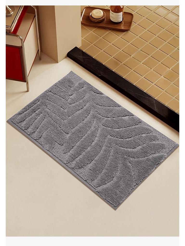 Cross-Border Leaf Flocked Bathroom Mat: High-Low Pile, Absorbent, Non-Slip, Quick-Drying Toilet Entrance Foot Pad.