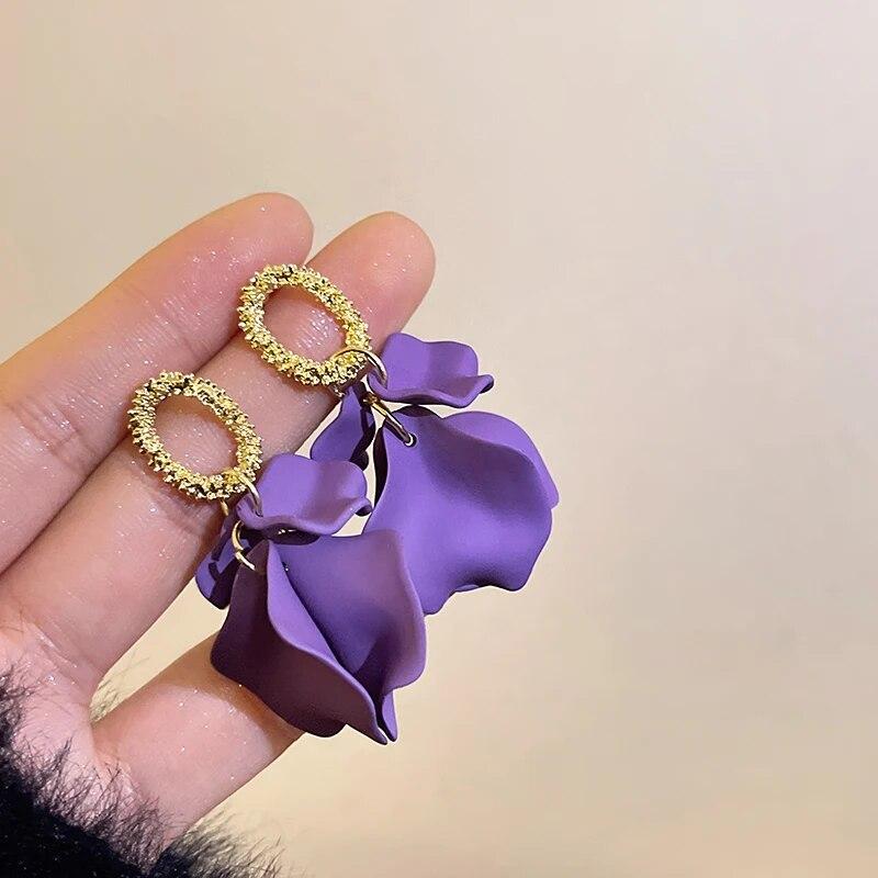 Colorful Petal Earrings for Women Retro Fashion Soldi Color Flower Dangle Earrings Fashionluxury Designer Jewelry Date Nights