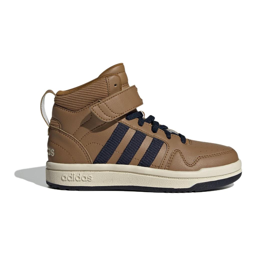 Adidas Postmove Leather Comfortable Versatile Mid-Top Kids Skate Shoes Kids Sneakers Brown Black ID1146