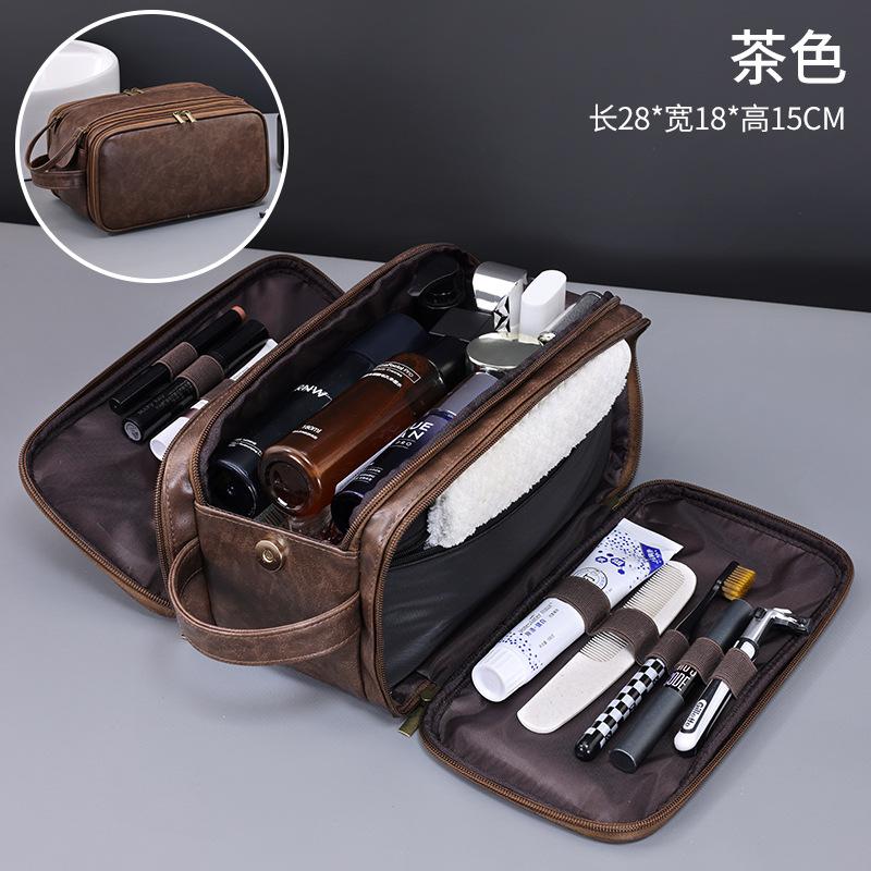 

Vintage PU Leather High-end Men s Grooming Bag With Dry Wet Separation Business Trips Fitness Swimming Toiletries Storage