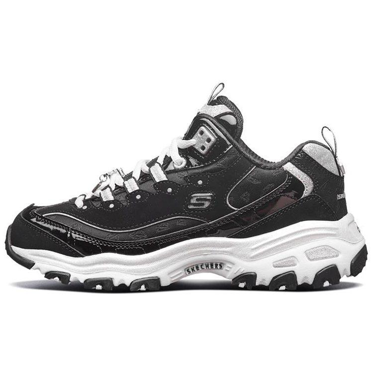 Skechers D'Lites Running Shoes Black/White/Gray Women's 12242-BKW