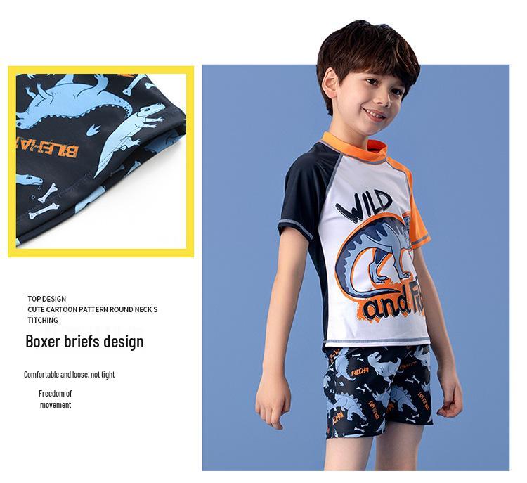 2025 Summer Boys' Teen Swimwear Set: Split Style Swimsuit & Trunks