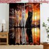 2D Flat Printing 2pcs Curtain Window Curtains Sunset Cats Reflection Digital Printed Polyester Drapes Seasonal Party & Holiday