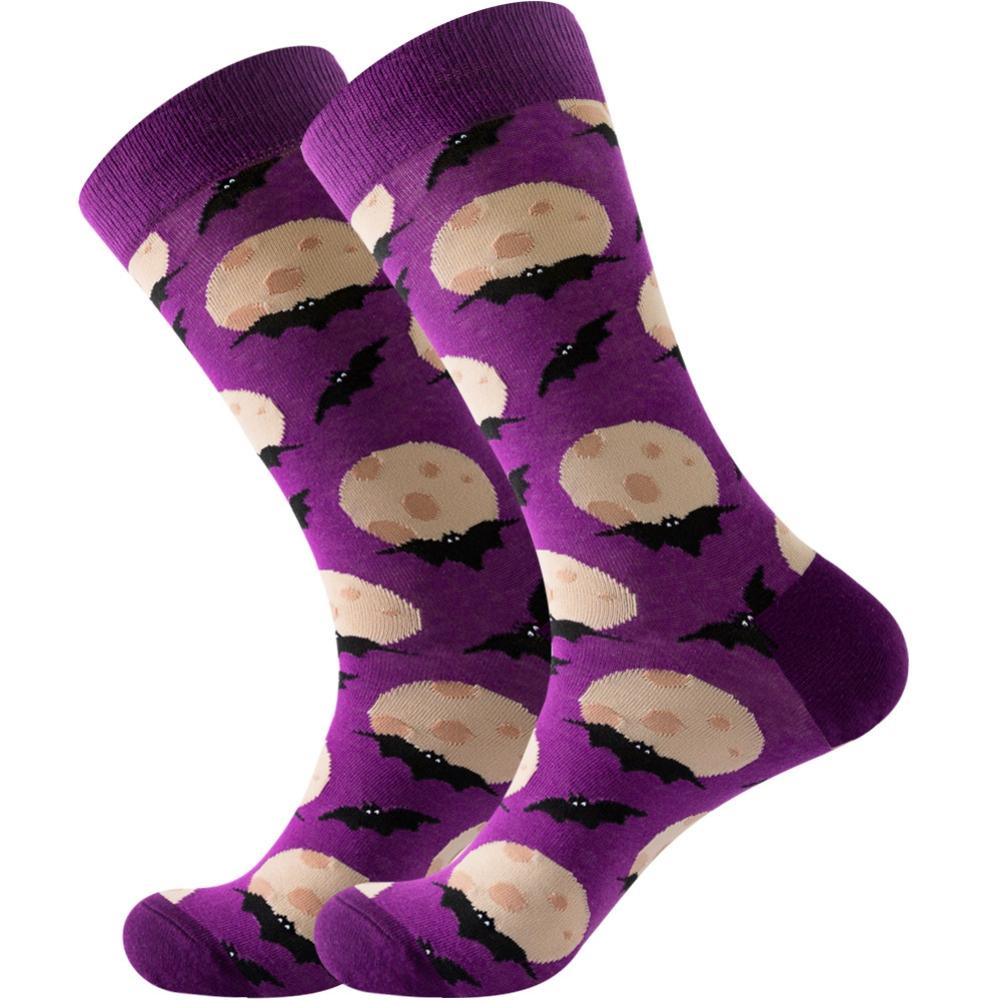 

Men s Socks Pumpkin Bats Novelty Fun Round Neck Casual Socks One Size