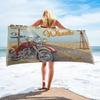 Telo da Spiaggia Trendy con Stampa Stile Motociclista, Asciugatura Rapida Super Assorbente per Uomini, Viaggi all'Aperto, Spiaggia, Uso Quotidiano