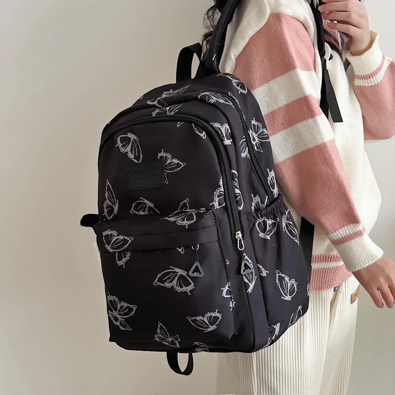 Schoolbag Fashion Backpack New Cute Butterfly Graffiti Printed Backpack Leisure Travel Middle School Student School Bag