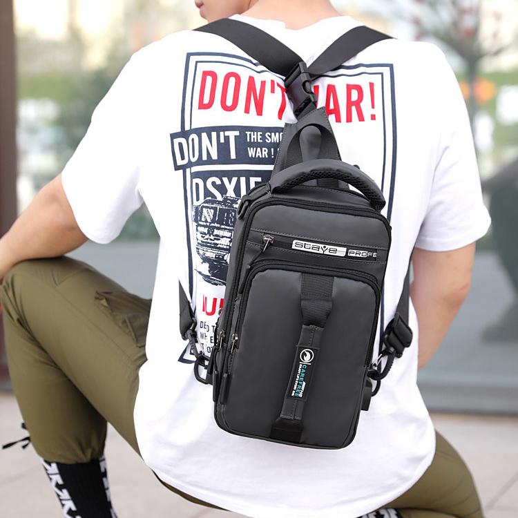 New Men's Chest Bag Charging USB Interface Chest Bag Multifunctional Single Shoulder Bag Backpack