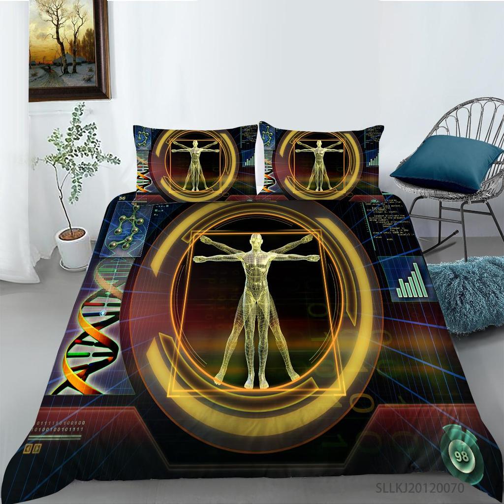 Set da letto di lusso Nuova trapunta Stampa figura 3D Camera da letto familiare Matrimoniale Copripiumino e federa Microfibra