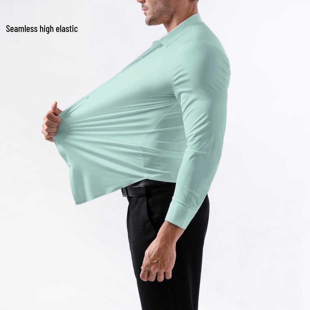 Seamless High Elasticity Four-Way Stretch Wrinkle-Free Men's European Size Shirt
