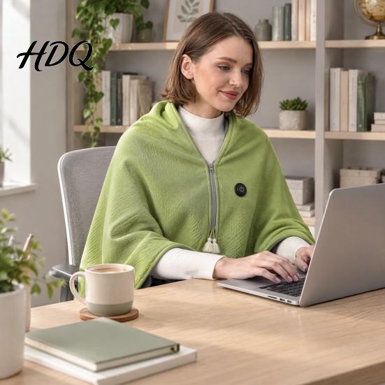 Warm Elektrisch Sjaal voor Dagelijkse Taken USB Verwarmingsdeken met Grafeen Verwarming Rits aan de Voorkant Handsfree Winter Wikkel 3-Niveaus Cadeau Haar Verstelbaar
