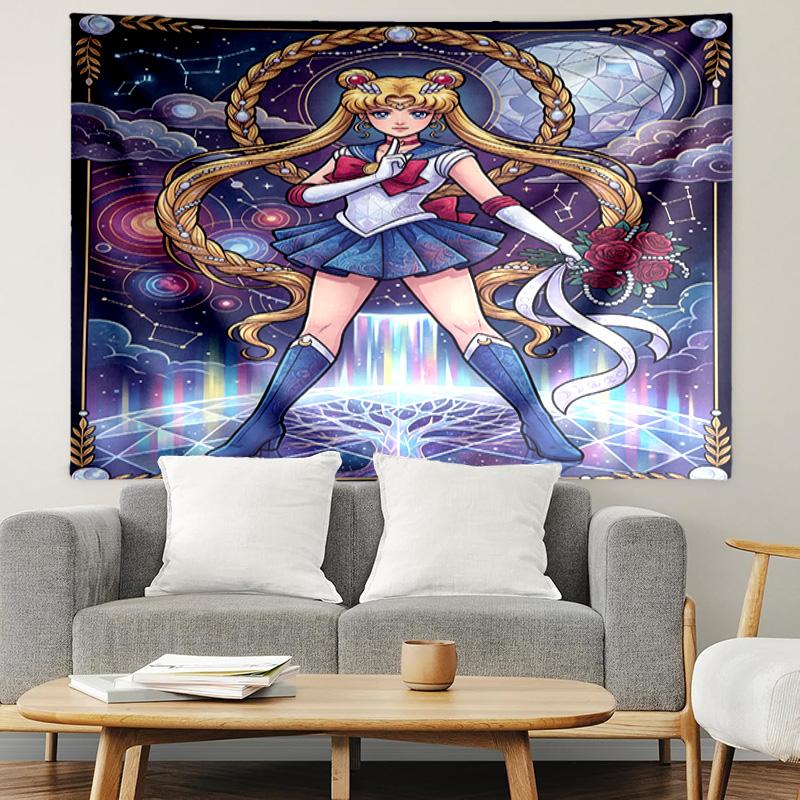 Sailor Moon Print Tapestry, Lightweight Wall Hanging, for Bedroom, Dorm, Living Room, Home Art Decor, Birthday Christmas Gift for Friends