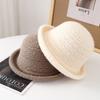 French Solid-Color Round Top Rolled-Edge Hat For Women - Winter Hollow-Out Fisherman'S Cap, Outdoor Warm Bucket Hat Accessories